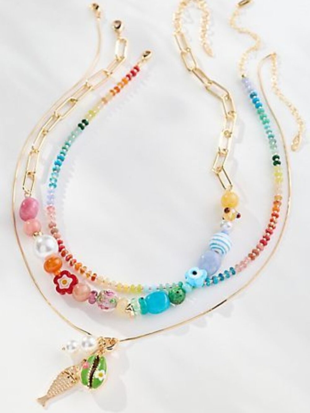 ANTHROPOLOGIE Shades Of Sea Layered Necklaces: Charm Edition NWT